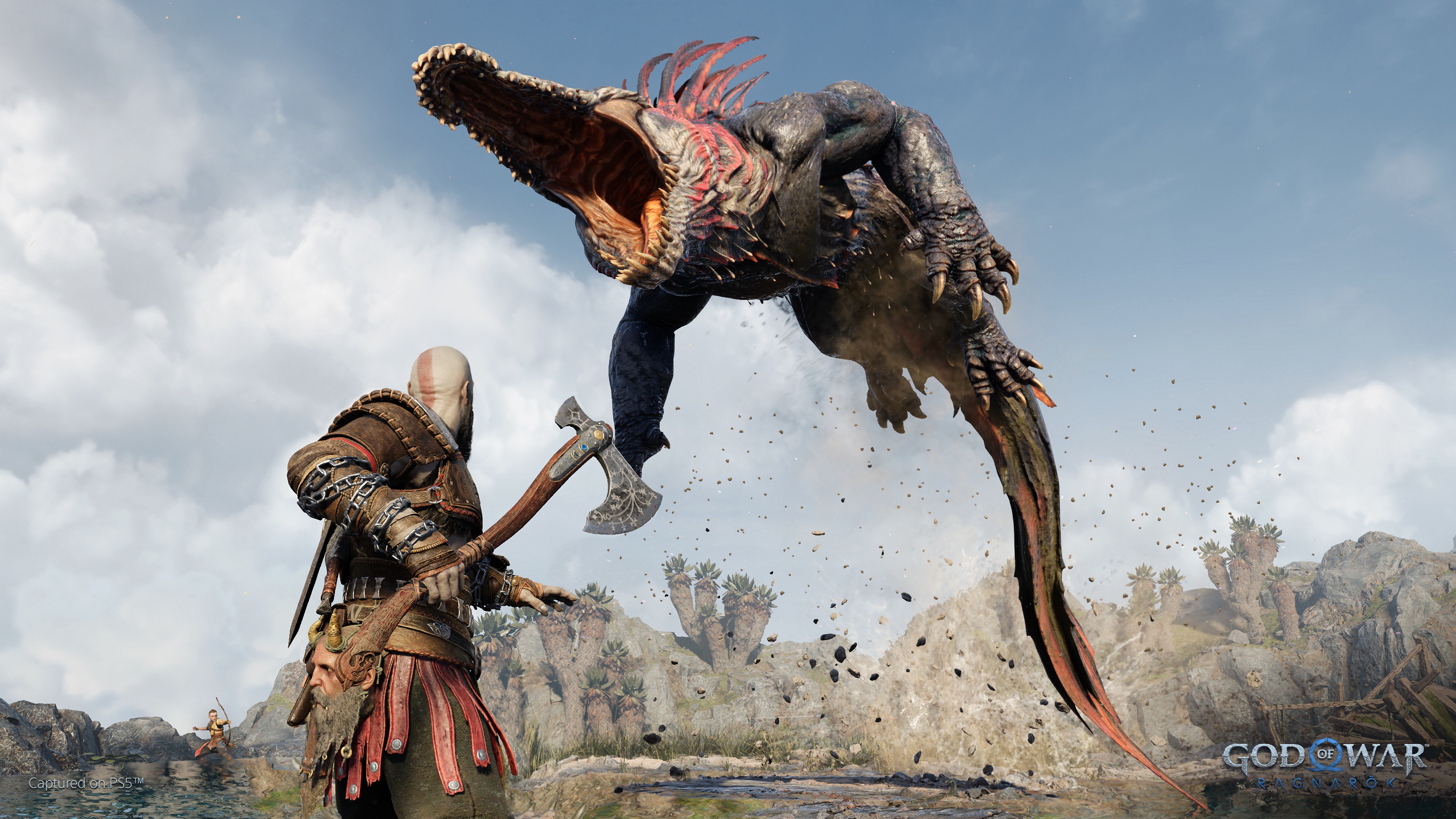 Kratos fighting a Dreki